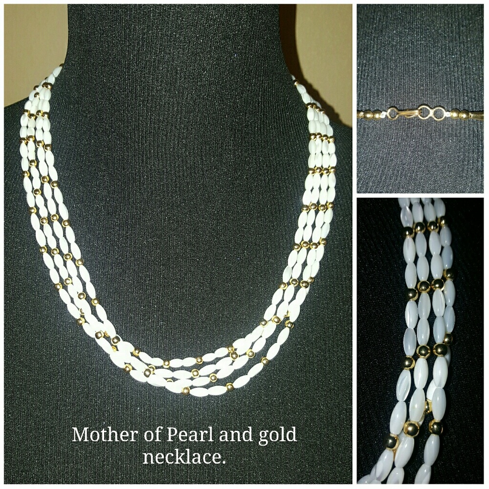 Mother of Pearl and gold necklace
